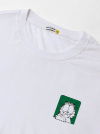 Bewakoof X Garfield Printed Drop-Shoulder Sleeves Oversized Cotton T-Shirt