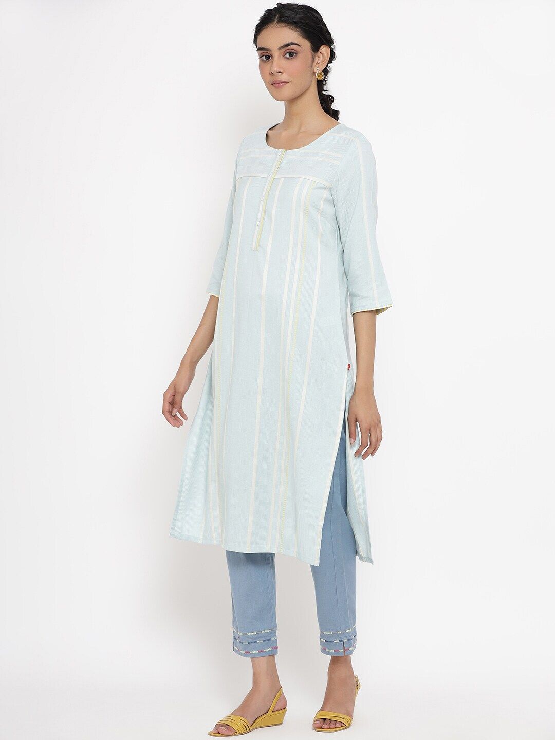 W Women Geometric Print Straight Kurta