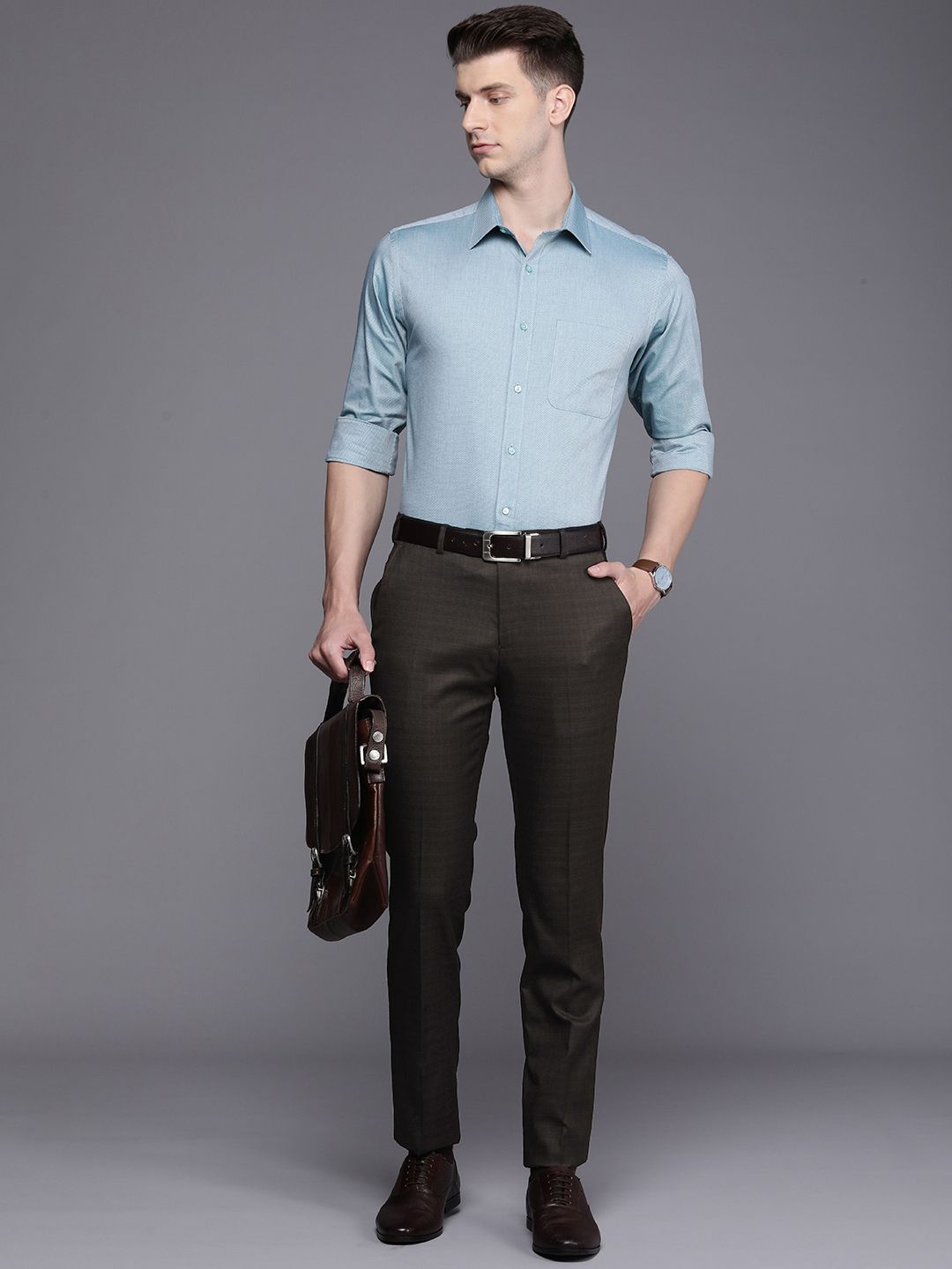 Raymond Men Checked Slim Fit Formal Trousers