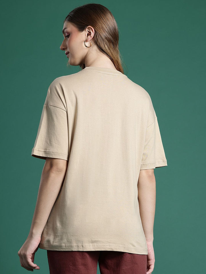 DressBerry Women Pure Cotton Printed Drop-Shoulder Sleeves T-shirt