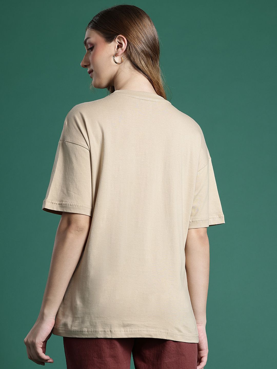 DressBerry Women Pure Cotton Printed Drop-Shoulder Sleeves T-shirt