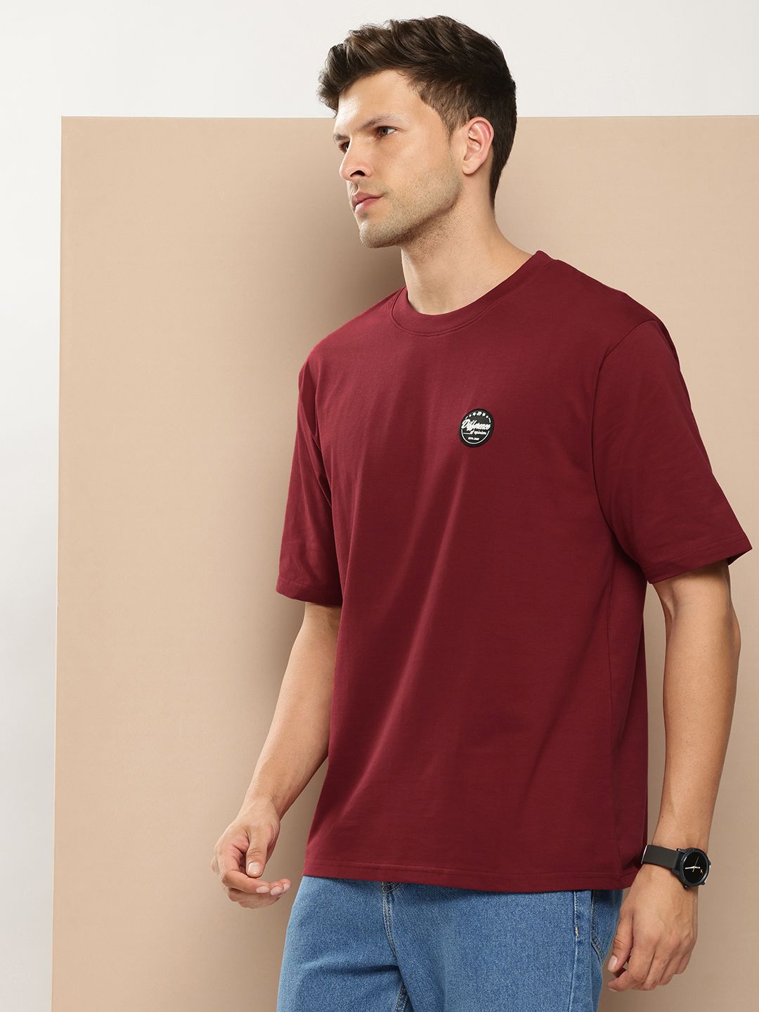 Difference of Opinion Men Printed Pure Cotton Oversized T-shirt