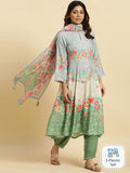 W Floral Printed Anarkali Kurta