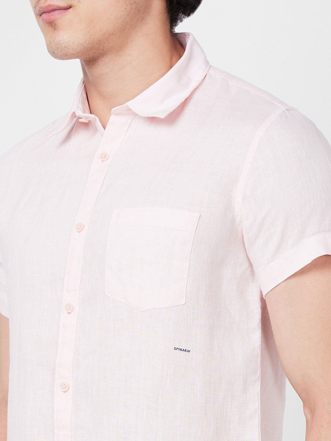 SPYKAR Spread Collar Linen Cotton Slim Fit Shirt