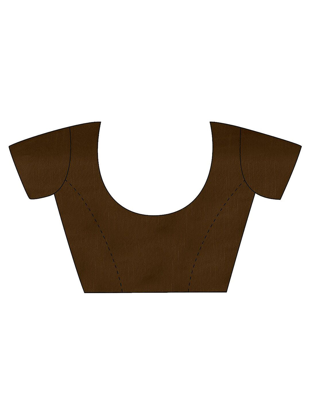 Saree mall Brown & Teal Ajrak Poly Crepe Block Print Sarees