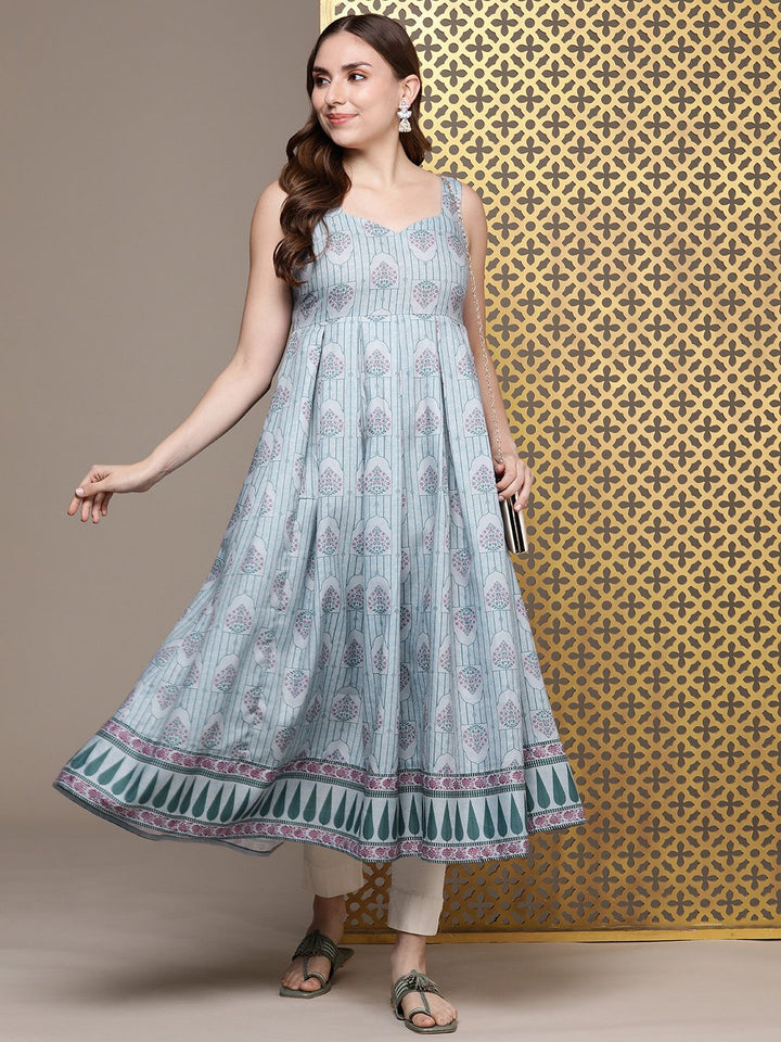 House of Pataudi Ethnic Motifs Printed A-Line Pleated Jashn Kurta