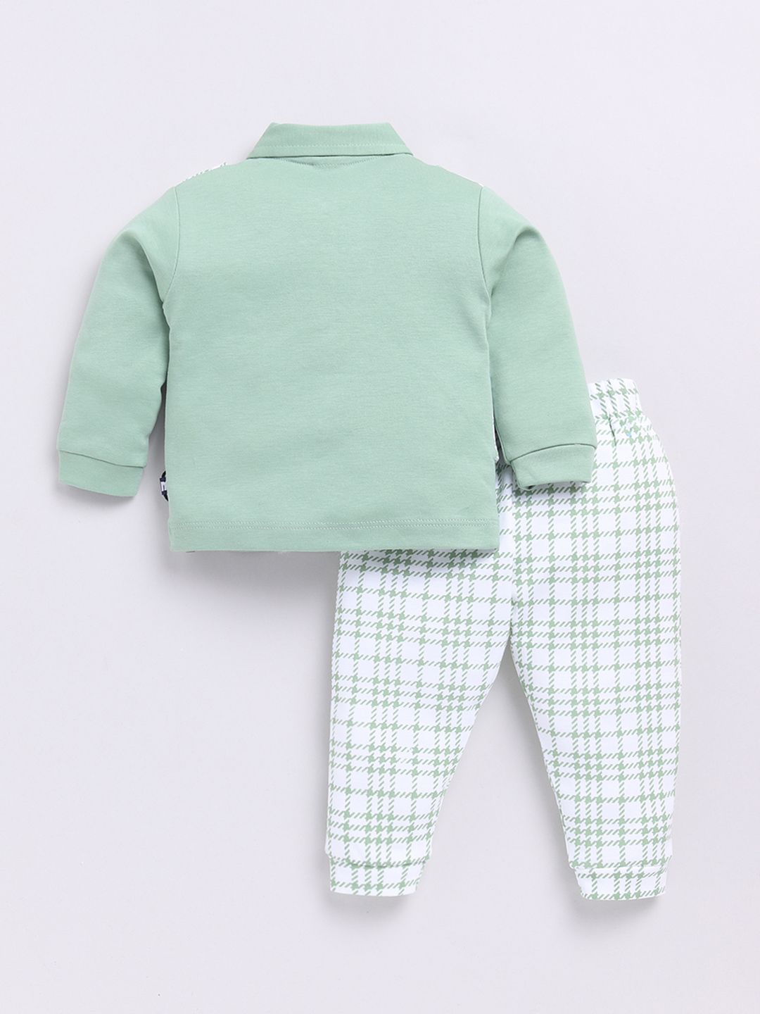 Moms Love Infant Boys Checked Pure Cotton Shirt with Joggers