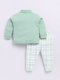 Moms Love Infant Boys Checked Pure Cotton Shirt with Joggers