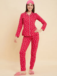Sweet Dreams Pink & Beige Graphic Printed Pure Cotton Night suit