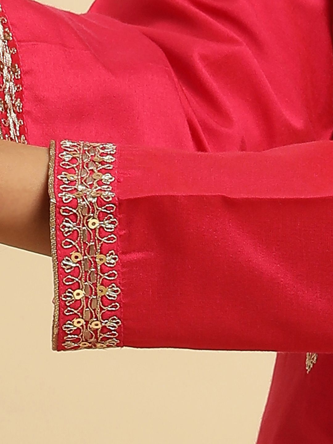 W Floral Embroidered Regular Straight Kurta with Trousers & With Dupatta