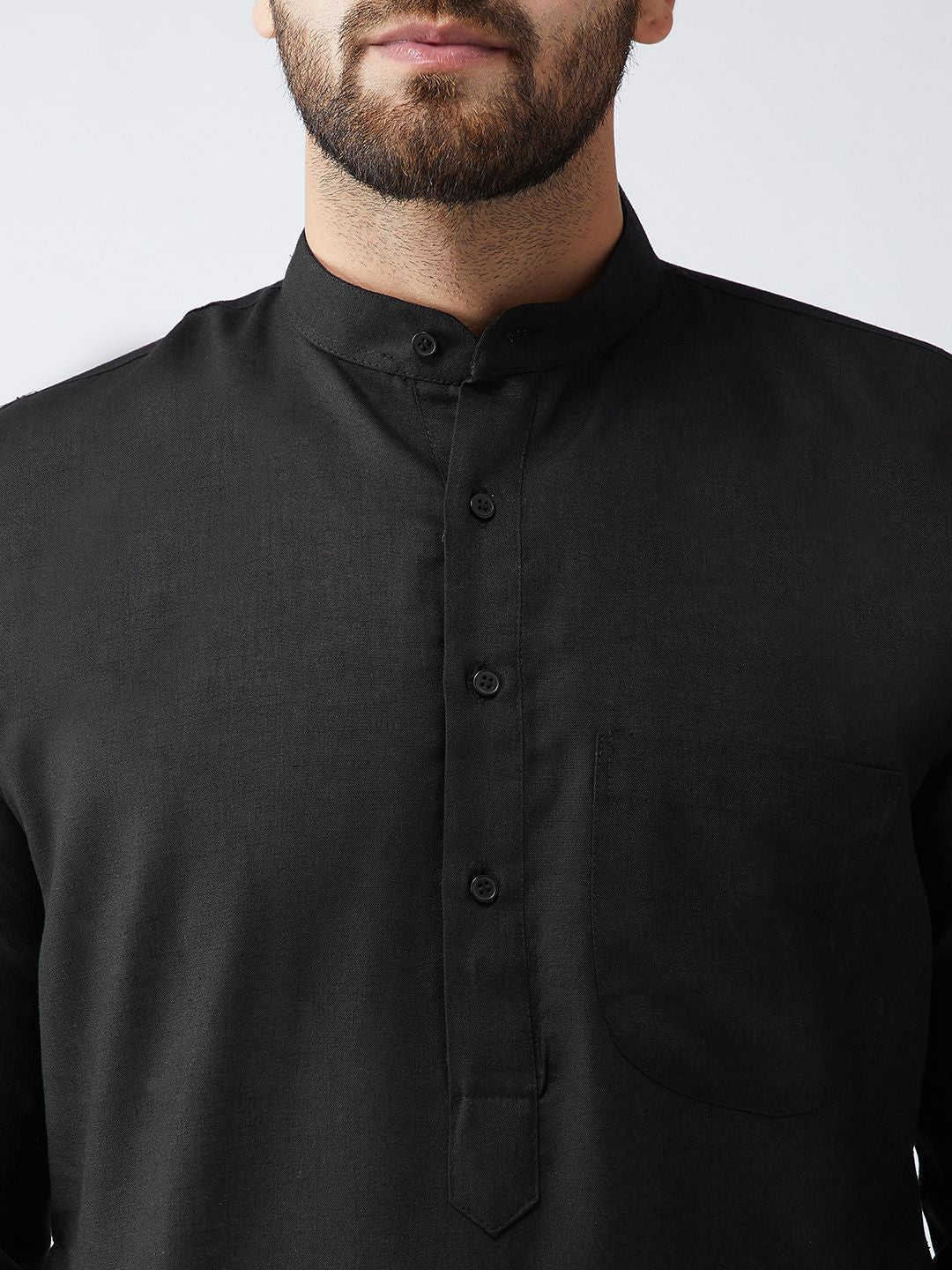 SOJANYA Men Black Solid Straight Kurta