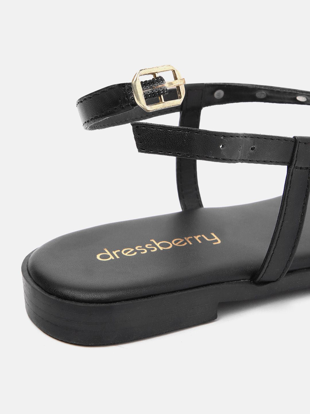 DressBerry Women Beaded T-Strap Flats