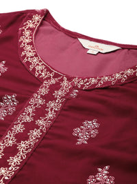 Anouk Ethnic Print Velvet-Finish Regular Kurti with Trouser