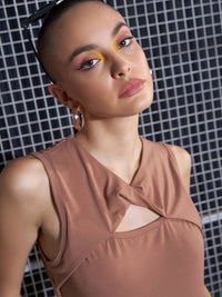 SASSAFRAS Brown Twisted Tank Top