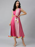 W Pink Colourblocked Midi Dress