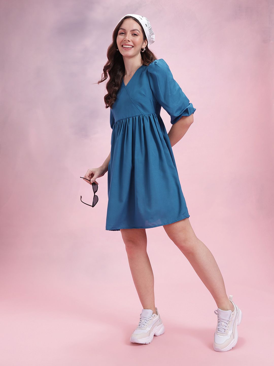DressBerry Puff Sleeve A-Line Dress
