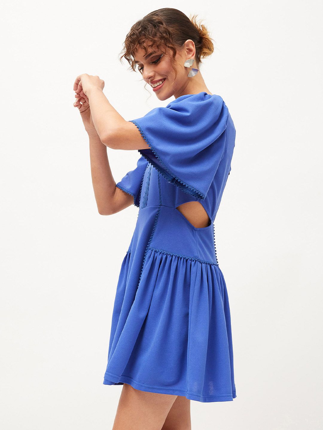 SASSAFRAS Round Neck Cut Out A-Line Dress