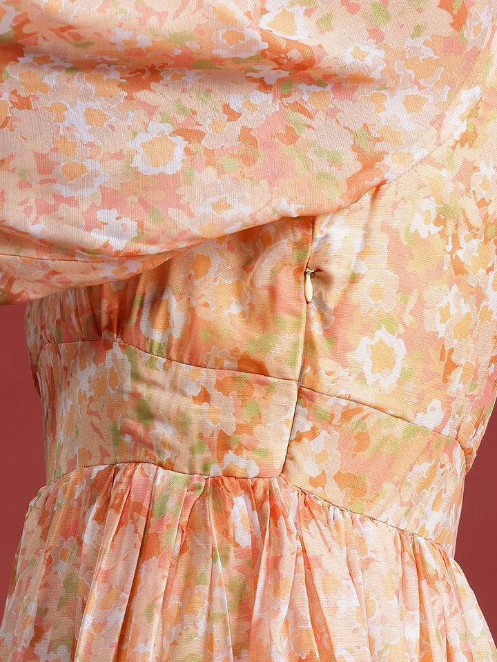 all about you Floral Print Puff Sleeve A-Line Midi Dress