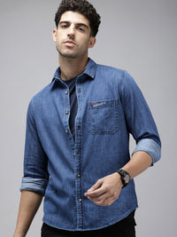 SPYKAR Pure Cotton Slim Fit Chambray Casual Shirt