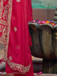 Indo Era Ethnic Motifs  Embroidered V-Neck Zari Organza Kurta With Trousers And Dupatta