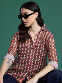 DressBerry Printed Semi Sheer Casual Shirt