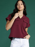 DressBerry Flap Pockets Extended Sleeves Top
