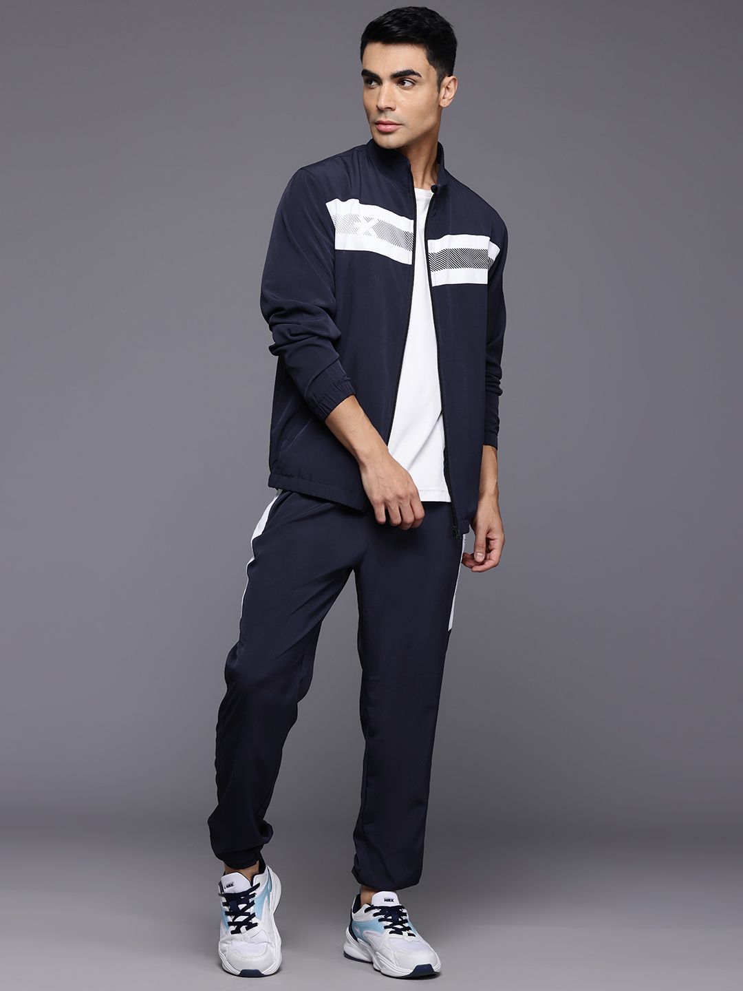 HRX by Hrithik Roshan Striped Rapid-Dry Running Tracksuit