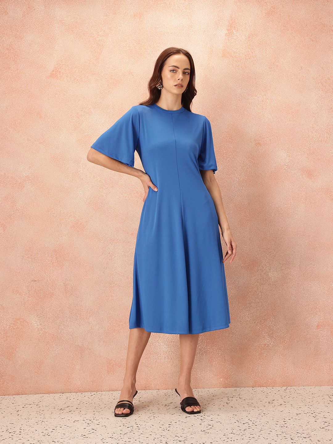 all about you Flared Sleeves Panel A-Line Dress