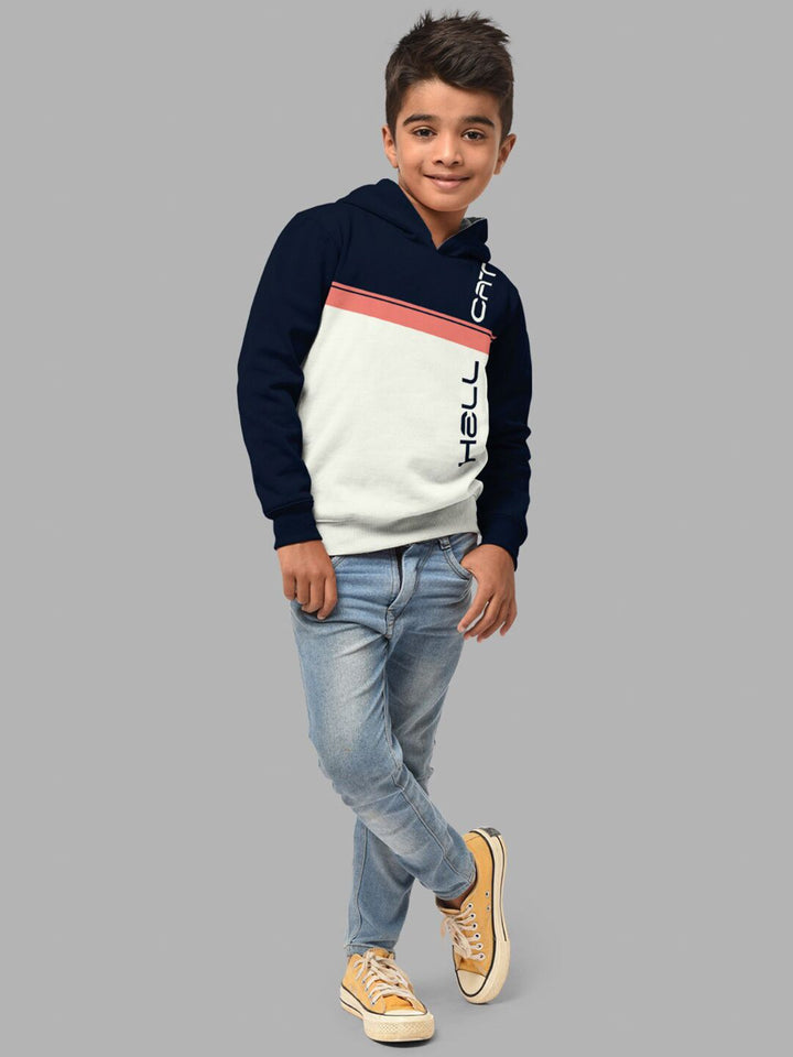 HELLCAT Boys Set Of 2 Blue & Pink Colourblocked Hooded Cotton Sweatshirt