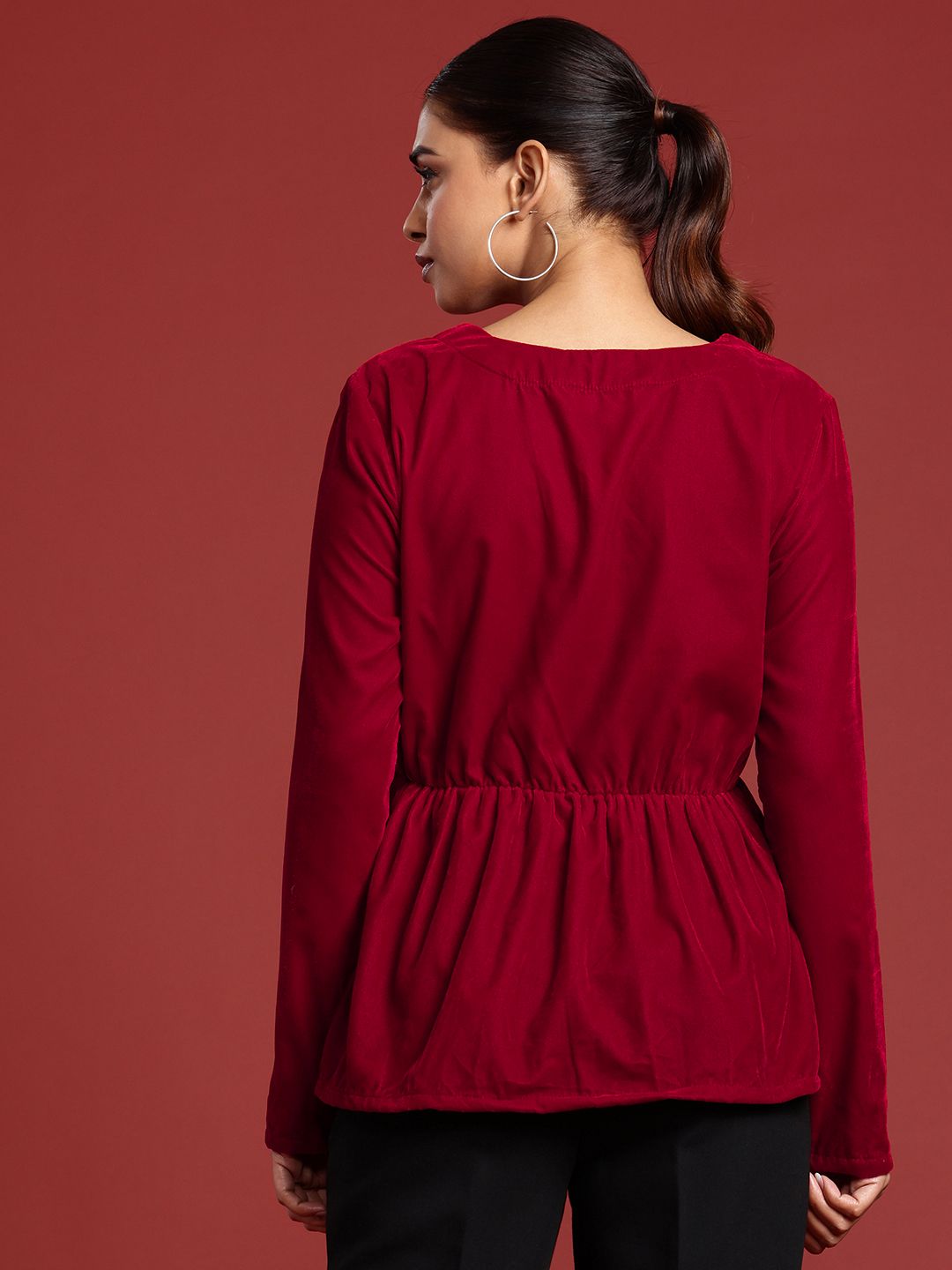 all about you Sequined Detail V-Neck Velvet Top