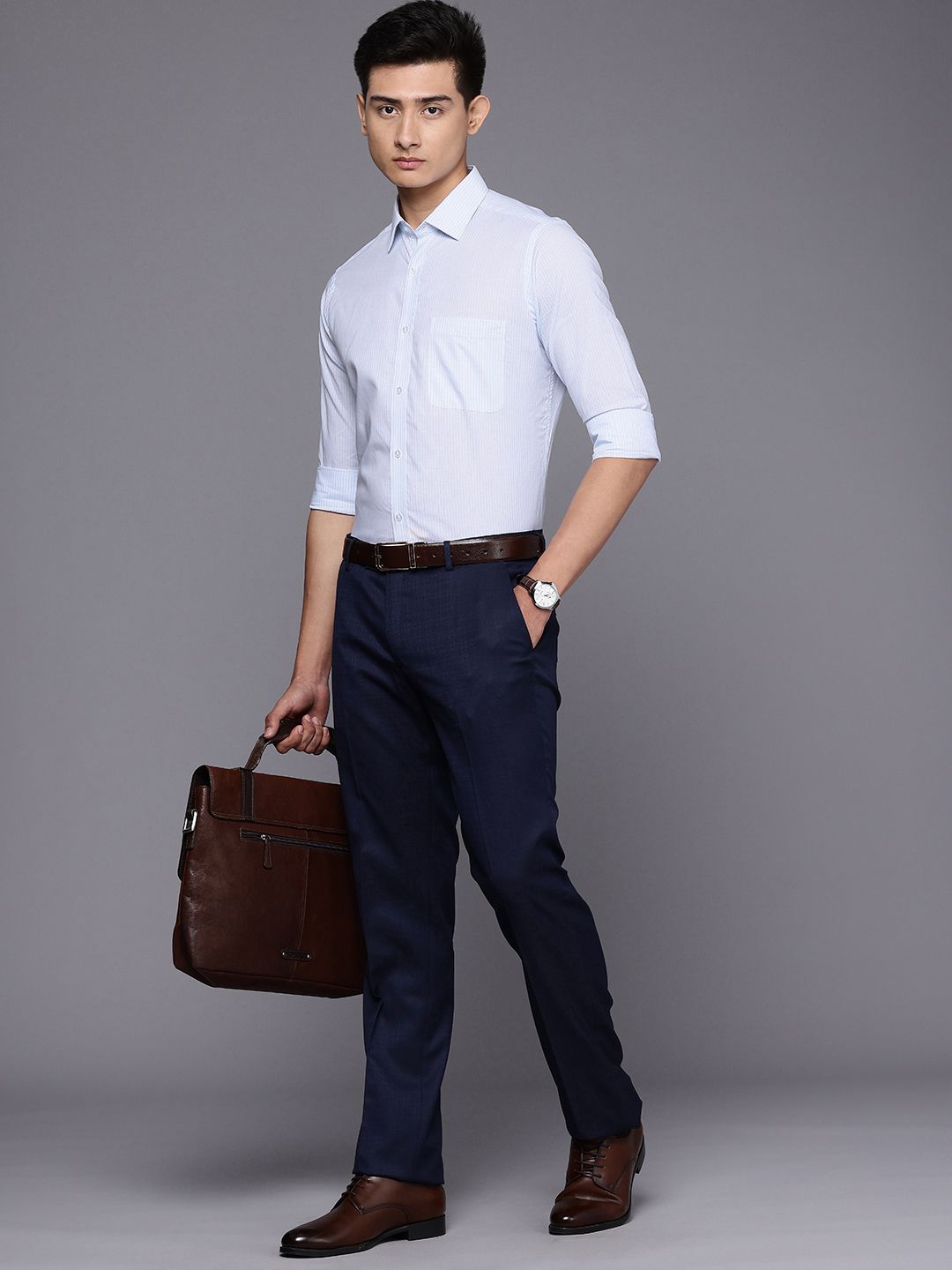 Raymond Slim Fit Striped Pure Cotton Formal Shirt