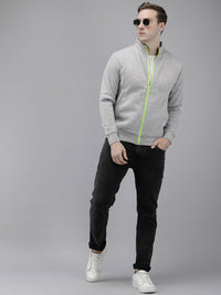 Park Avenue Solid Mock Collar Front-Open Casual Sweatshirt