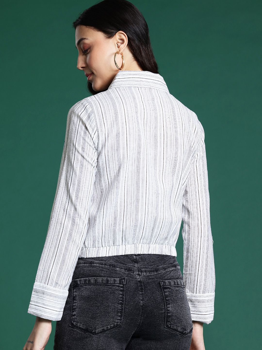 DressBerry Pure Cotton Striped Cinched Hem Shirt