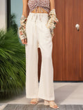 DressBerry Women Flowy Wide Waistband Flared Trousers