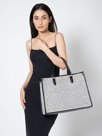Berrylush Checked Structured Tote Bag with