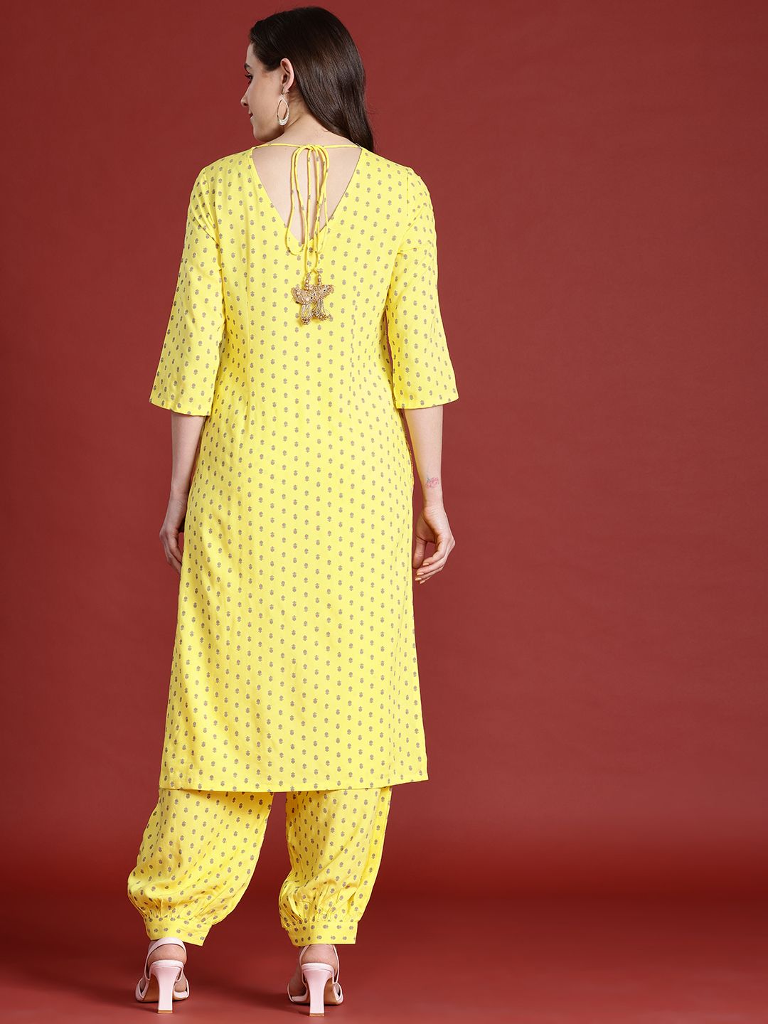 Anouk Floral Print Tie-Up Back Kurta with Salwar