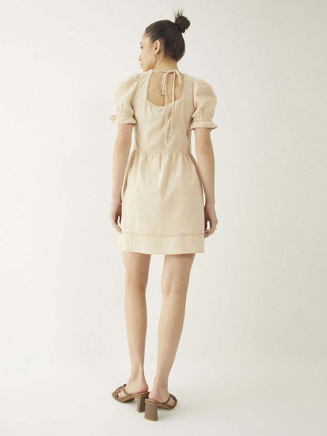 DressBerry Vintage Vibes Lace Inserts Fit & Flare Mini Dress