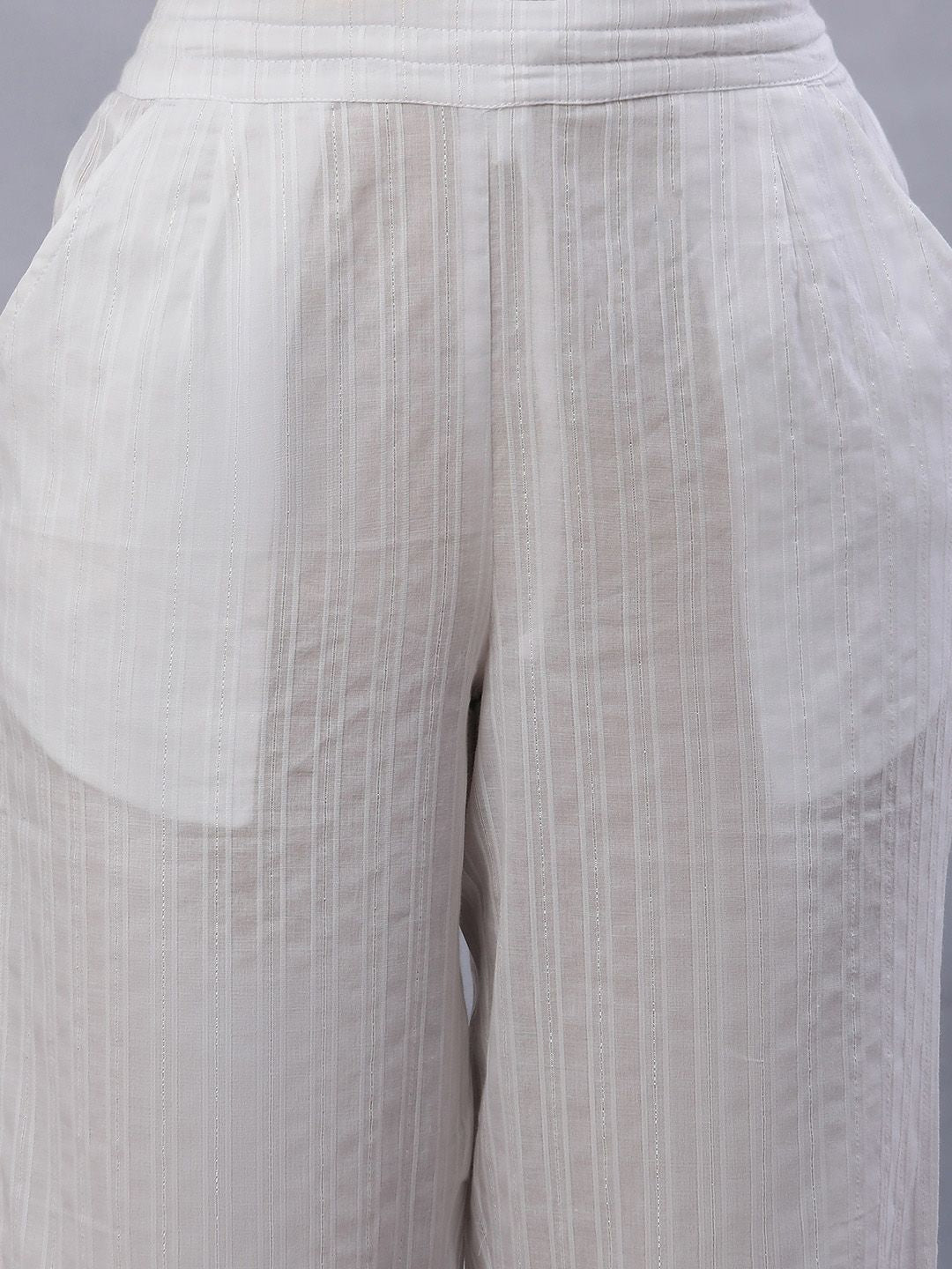 W Women Self Design Straight Fit Trouser