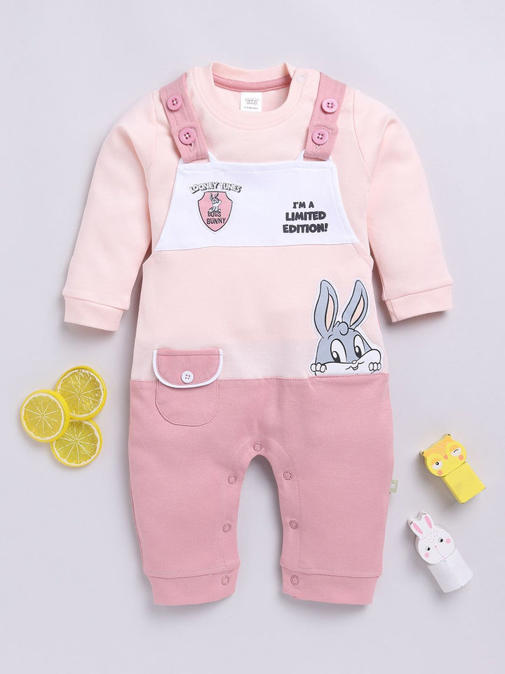 Moms Love Infants Boys Pure Cotton Applique Detail Dungaree With T-Shirt