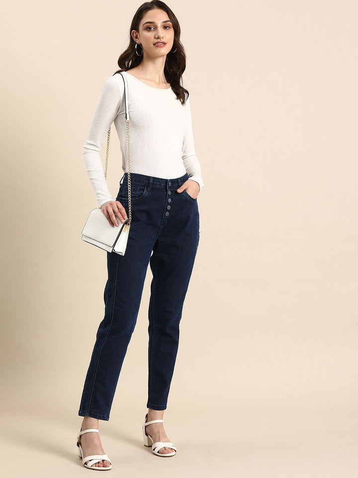 all about you Women Barrel Fit Mid-Rise Stretchable Jeans