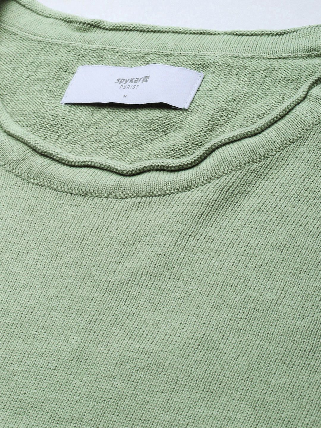 SPYKAR Pure Cotton Solid Round Neck Pullover Sweaters