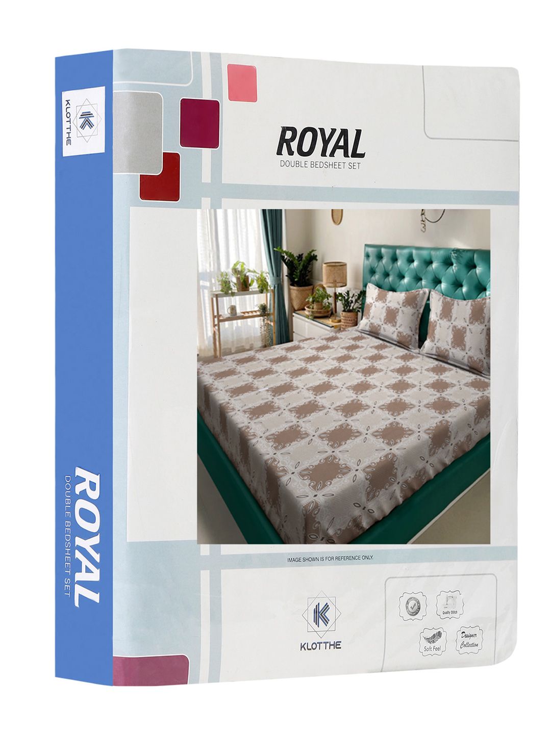 KLOTTHE Coklat Floral Kapas Tulen 400 TC Cadar Katil King dengan 2 Sarung Bantal-250 x 225 cm