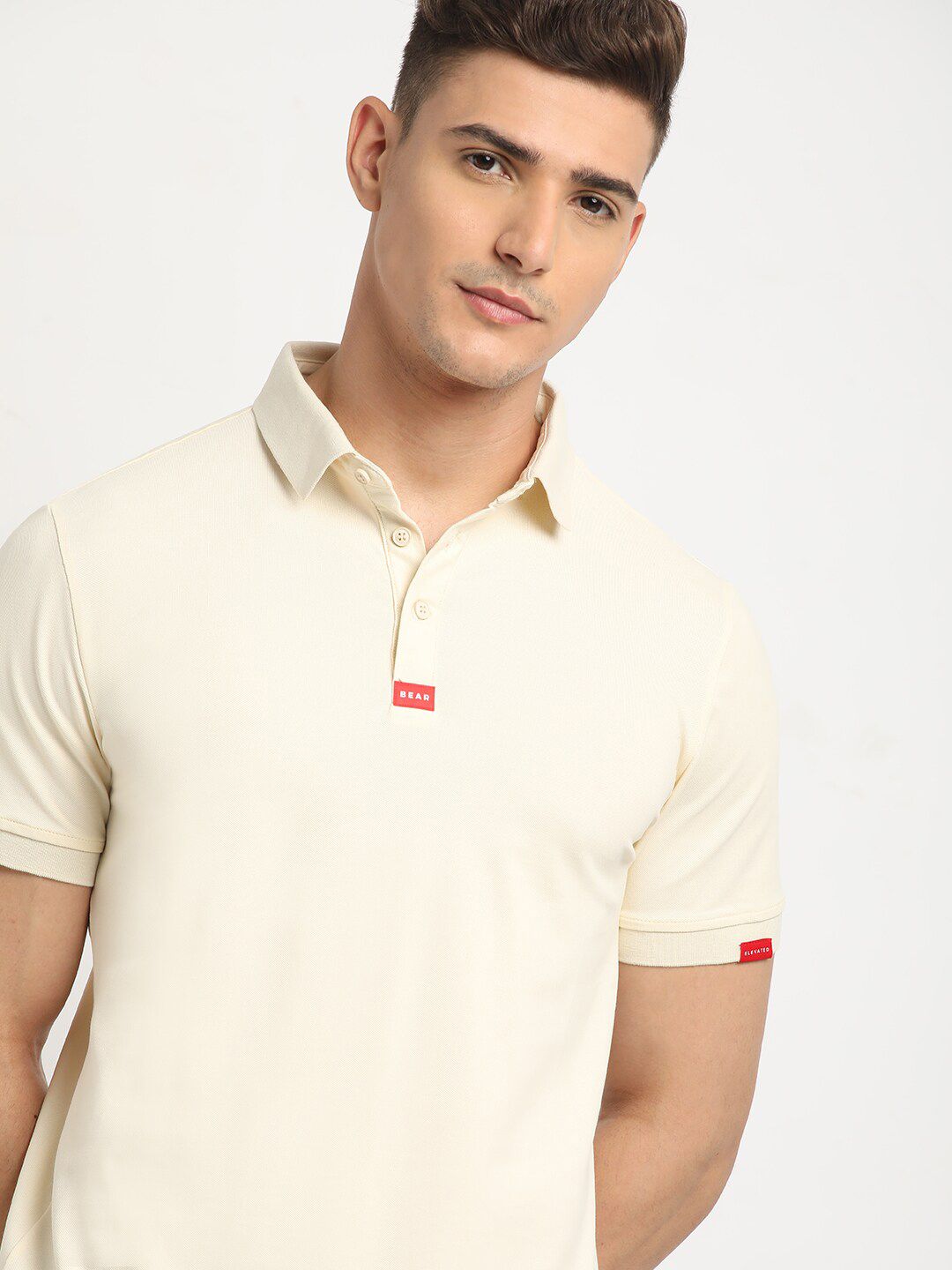 THE BEAR HOUSE Polo Collar Short Sleeves Slim Fit T-shirt