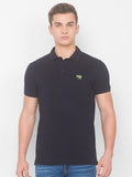 SPYKAR Men Navy Blue Polo Collar Slim Fit T-shirt