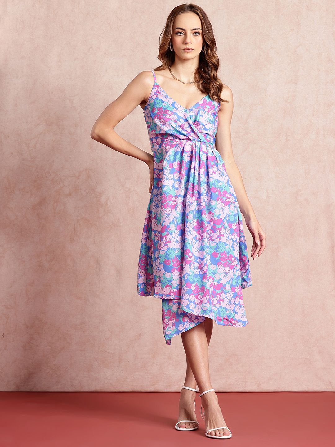 all about you Floral Print Asymmetric Wrap Dress