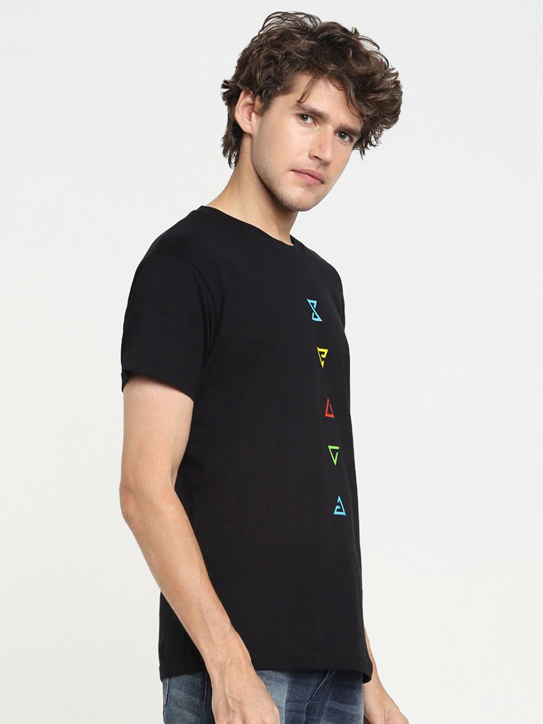 Bewakoof Men Black Printed Pure Cotton T-shirt