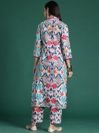 Indo Era Women Printed Panelled Pure Cotton Kurta with Trousers