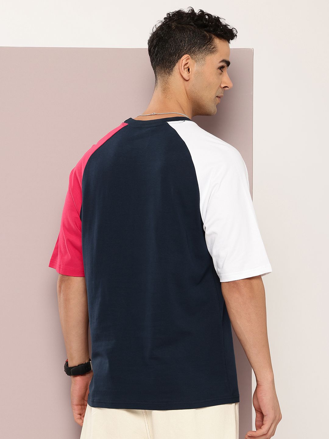 DILLINGER Men Typography Colourblocked Oversized Pure Cotton T-shirt