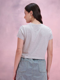 DressBerry Women Typography Printed Crop T-shirt