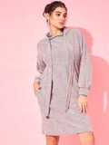 Athena Abstract Printed Hooded Woollen Bodycon Dress
